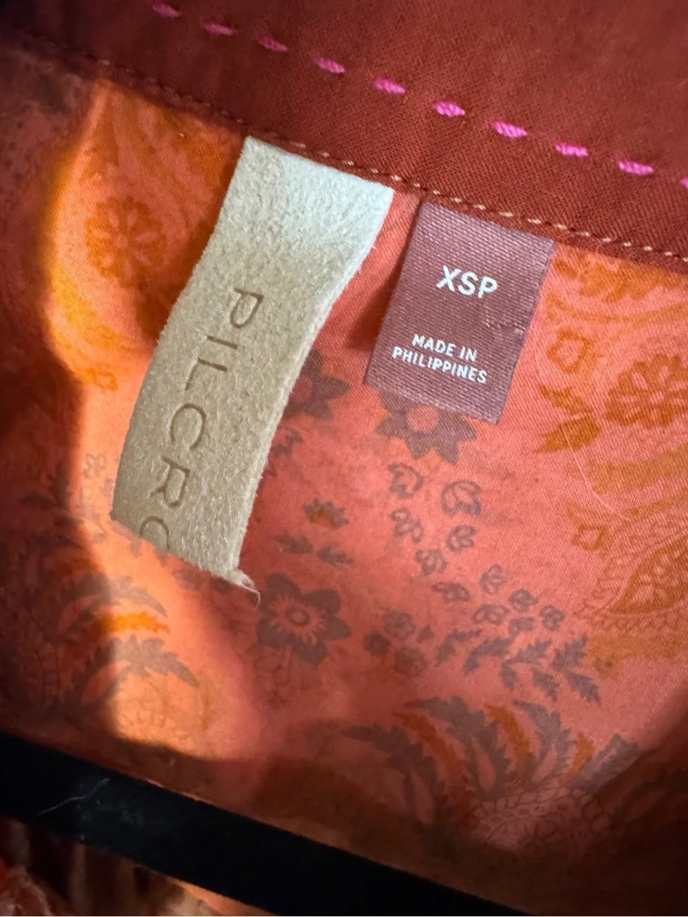 Pilcro Rust Velvet Button-Down Shirt XSP Anthro Casual Luxe Timeless Effortless - Picture 10 of 11